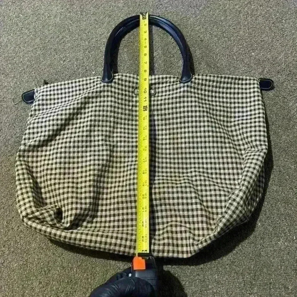 Longaberger Brown Checkered Weekender / Overnight Tote Bag - Picture 3 of 9